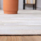 Cowhide Leather Rug for Living Room 9x12 Natural Leather Rug Modern Stripes - Image 8