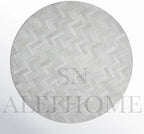 Sn Alef Home Soft Textured Round Rug | White & Grey Woven Carpet - Image 3