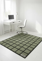 Handmade Wool Area Rug & Runner | Modern Grid Pattern Carpet - Image 7