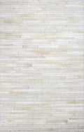 Cowhide Leather Rug for Living Room 9x12 Natural Leather Rug Modern Stripes by EclatiqueRug