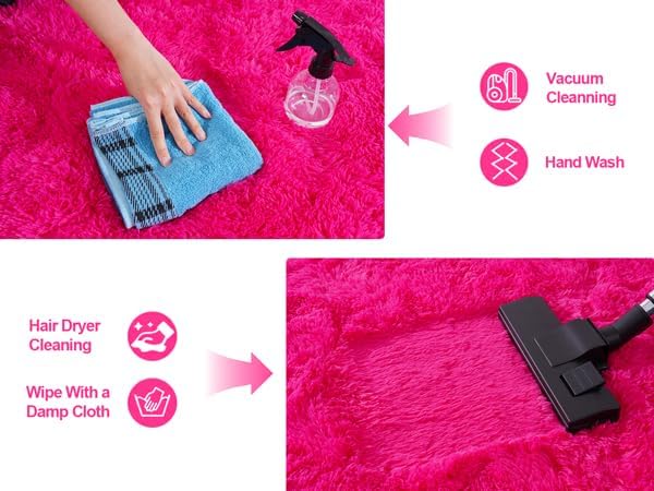 Soft Shaggy for Bedrooms, Hot Pink Area Rug, Fluffy Rugs for Living Room - Image 7