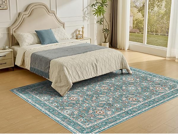 WITSHOCK Living Room Area Rugs 7x9: Soft Non-Slip Backing Washable Rugs Vintage - Image 5