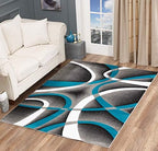 GLORY RUGS Modern Area Rug 5x7 Turquoise Swirls Carpet Bedroom Living Room - Image 7