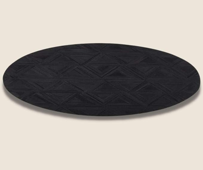 Black Round Rug 5x5 ft – Soft Anti-Slip Modern Faux Leather Area Carpet by SNALFEHOME