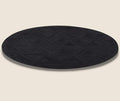 Black Round Rug 5x5 ft – Soft Anti-Slip Modern Faux Leather Area Carpet by SNALFEHOME