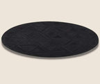 Black Round Rug 5x5 ft – Soft Anti-Slip Modern Faux Leather Area Carpet by SNALFEHOME
