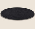 Black Round Rug 6x6 ft – Soft Anti-Slip Modern Faux Leather Area Carpet by SNALFEHOME