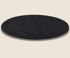 Black Round Rug 6x6 ft – Soft Anti-Slip Modern Faux Leather Area Carpet by SNALFEHOME