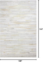Cowhide Leather Rug for Living Room 9x12 Natural Leather Rug Modern Stripes - Image 3