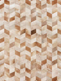 Faux Cowhide Chevron Pattern Area Rug – Beige Geometric Leather Carpet | Modern by SNALFEHOME