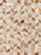 Faux Cowhide Chevron Pattern Area Rug – Beige Geometric Leather Carpet | Modern by SNALFEHOME