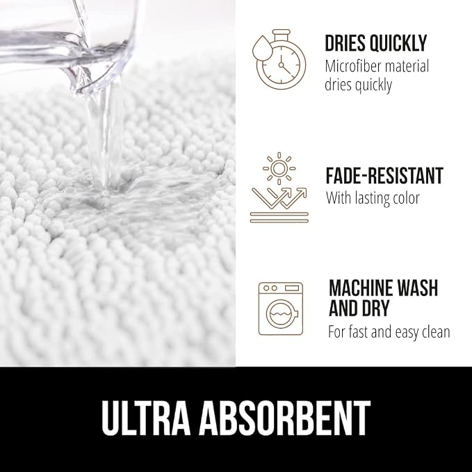 GORILLA GRIP Bath Rug Mat 60x17, Thick Soft Absorbent Chenille, Quick Dry - Image 5