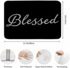 Black Glitter Blessed Bath Rugs Bible Verse Blessed Microfiber Bathroom Mat - Image 3