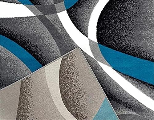 Persian Area Rugs Turquoise 8x10 2305 White Swirls 7'10 x10'6 Modern Abstract - Image 8