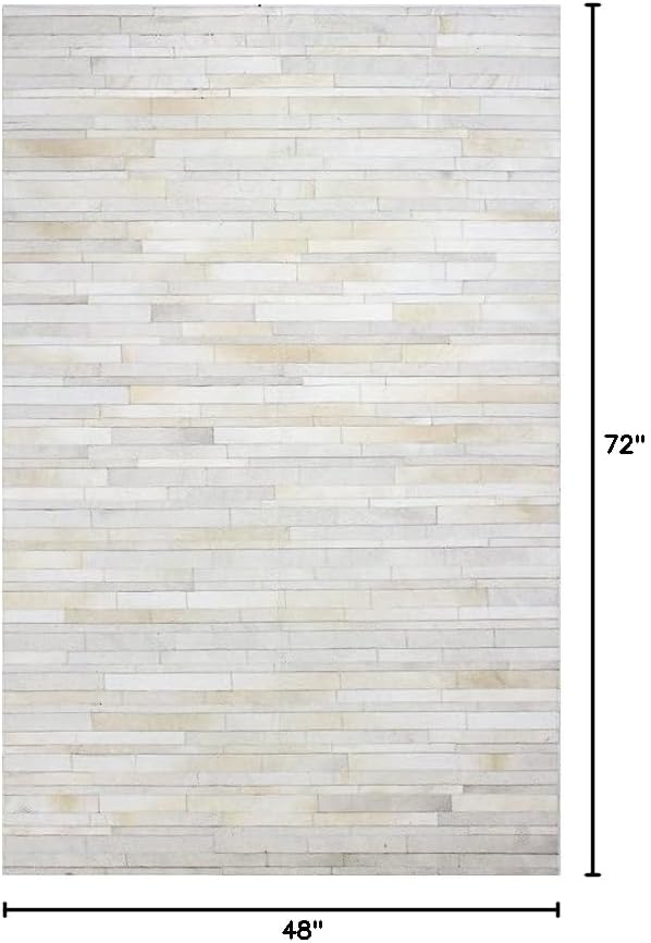 Cowhide Leather Rug for Living Room 4x6 Natural Leather Rug Modern Stripes - Image 3