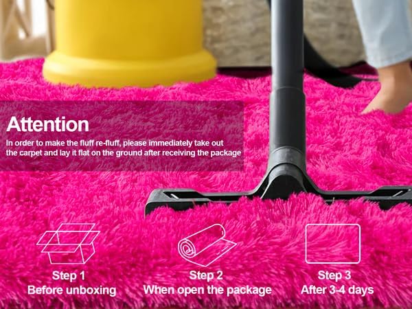 Soft Shaggy for Bedrooms, Hot Pink Area Rug, Fluffy Rugs for Living Room - Image 8