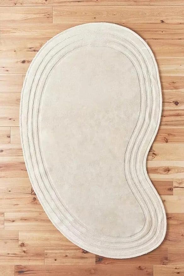 Irregular Shape Cream Rug by Unknown