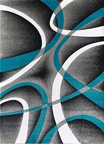 GLORY RUGS Modern Area Rug 5x7 Turquoise Swirls Carpet Bedroom Living Room - Image 5