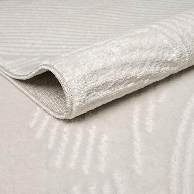 Abani Zen 5' x 8' Cream Rug – Neutral Brush Stroke Sandbrush Design, Soft Area - Image 7