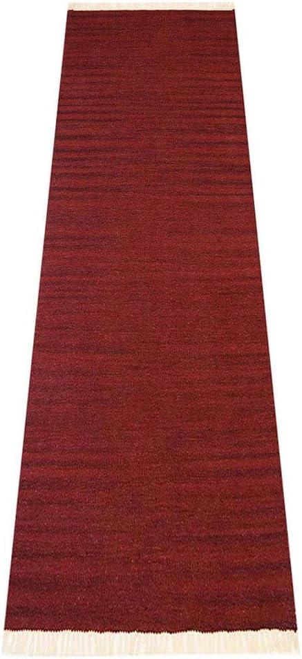 Rugsotic Carpets Hand Woven Flat Weave Kilim Wool 3'x13' Runner Area Rug Solid - Image 3
