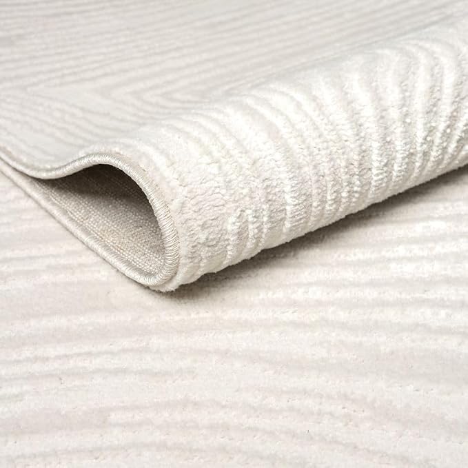 Abani Zen 4' x 6' Cream Rug – Neutral Layered Wavy Borders Pattern, Medium Soft - Image 7