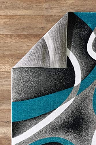 GLORY RUGS Modern Area Rug 5x7 Turquoise Swirls Carpet Bedroom Living Room - Image 3