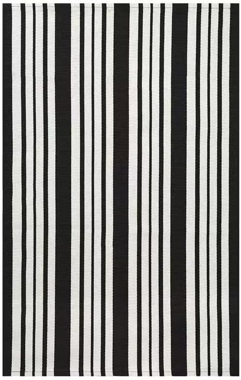 KOZYFLY Black and White Striped Outdoor Doormat 27.5x43 Inches Area Rug - Image 7