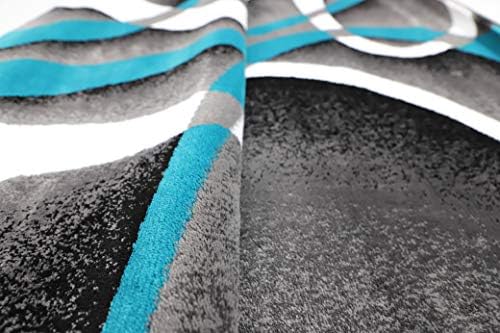 GLORY RUGS Modern Area Rug 5x7 Turquoise Swirls Carpet Bedroom Living Room - Image 4
