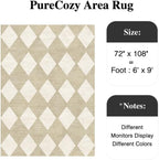 6x9 Checkered Area Rugs for Living Room Beige Machine Washable Large Rug - Image 2
