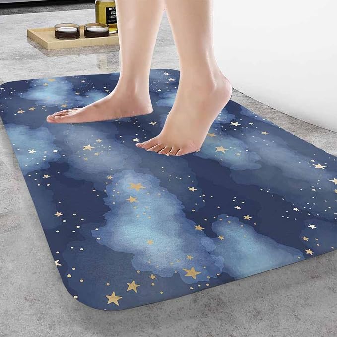 Stars and Clouds Bath Rugs for Bathroom Durable Flannel Bath Rug Clearance Mats - Image 2
