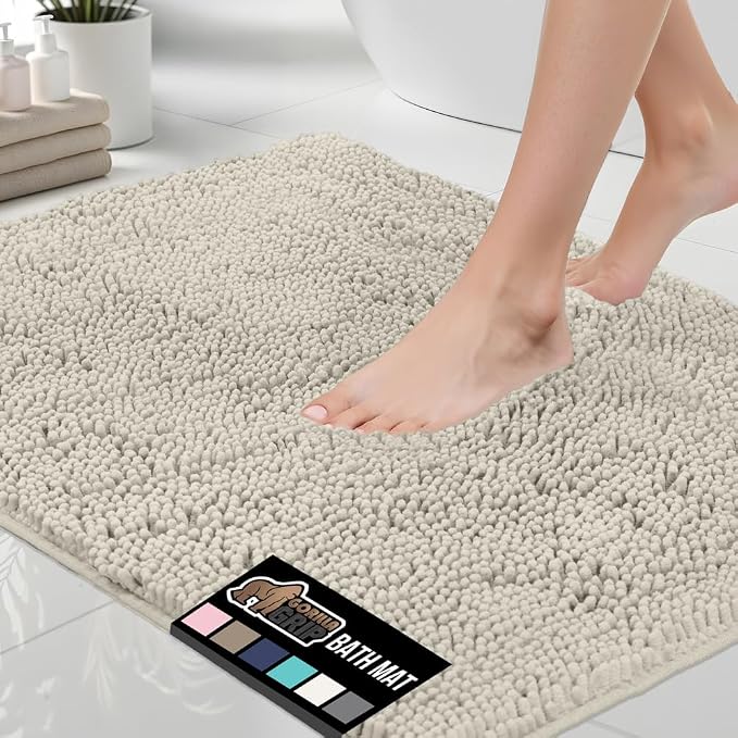 GORILLA GRIP Bath Rug Mat 60x17, Thick Soft Absorbent Chenille, Quick Dry by GorillaGrip
