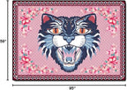 Cartoon Animal Pattern Area Rug Cute Cat Luxury Floral Decor - Image 3