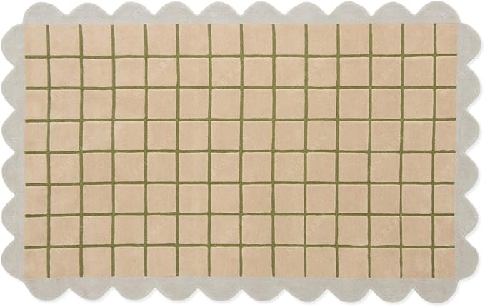 Scalloped Border Wool Area Rug - Image 3