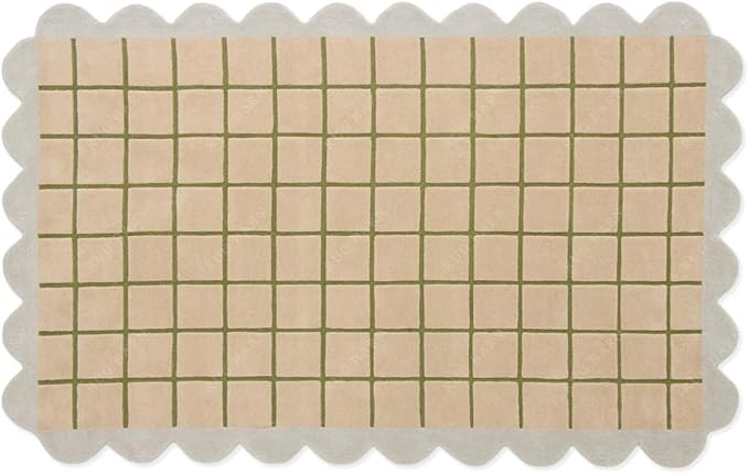 Scalloped Border Wool Area Rug - Image 3