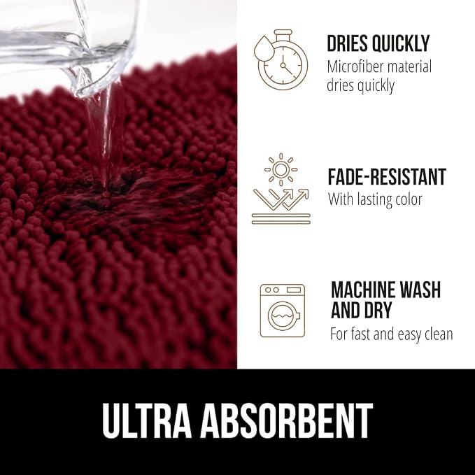 GORILLA GRIP Bath Rug Mat 30x20, Thick Soft Absorbent Chenille, Quick Dry - Image 4