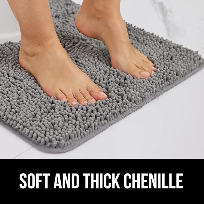 GORILLA GRIP Bath Rug Mat 44x26, Thick Soft Absorbent Chenille, Quick Dry - Image 3