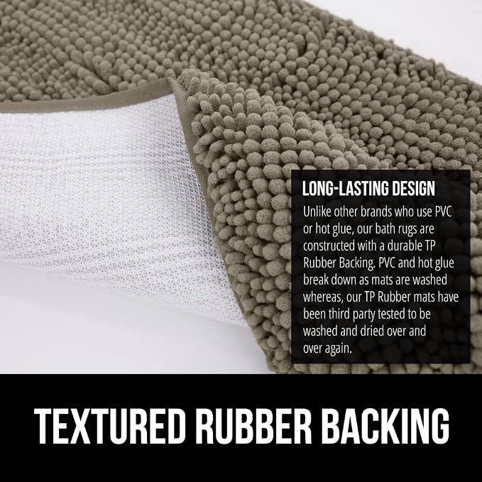 GORILLA GRIP Bath Rug Mat 60x24, Thick Soft Absorbent Chenille, Quick Dry - Image 5