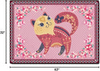 Cartoon Animal Pattern Area Rug Cute Cat Luxury Floral Decor - Image 3