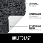 GORILLA GRIP Bath Rug Mat 48x17, Soft Absorbent Chenille, Quick Dry Microfiber - Image 2