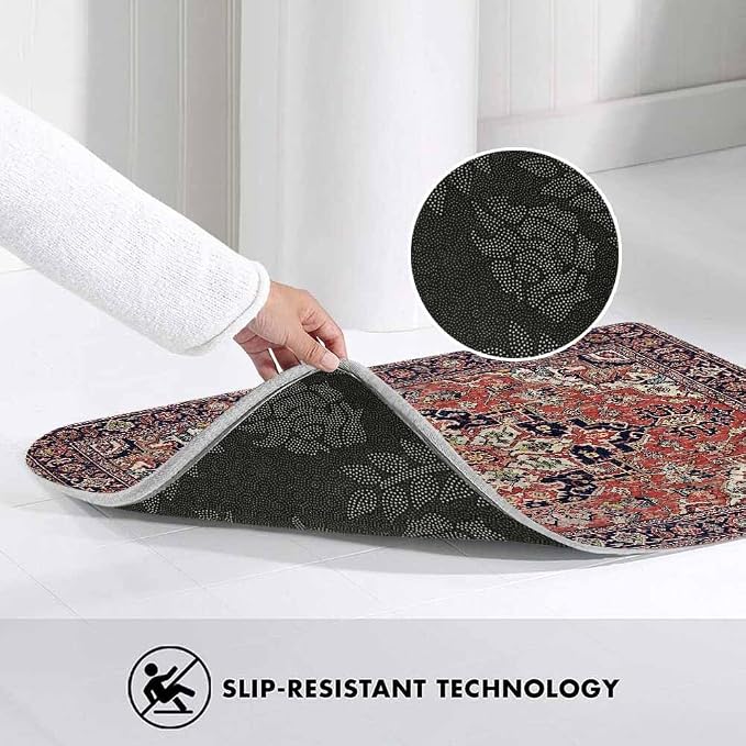Old Carpet Texture Bathroom Mat Rugs Abstract Ornament Milky Blue Microfiber - Image 5