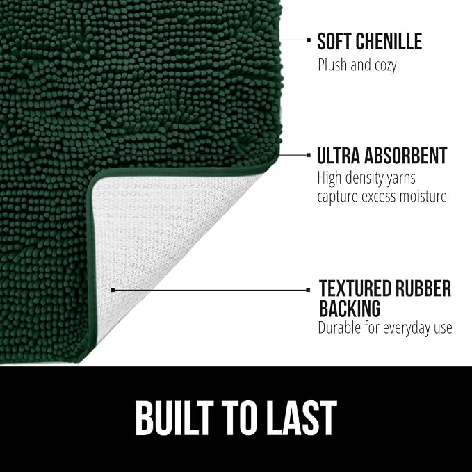 GORILLA GRIP Bath Rug Mat 44x26, Soft Absorbent Chenille, Quick Dry Microfiber - Image 2