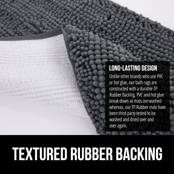 GORILLA GRIP Bath Rug Mat 44x26, Soft Absorbent Chenille, Quick Dry Microfiber - Image 5