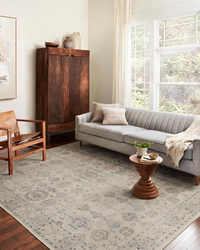Loloi II Hathaway Collection HTH-05 Steel/Ivory 7'-6" x 9'-6", .25" Thick - Image 3