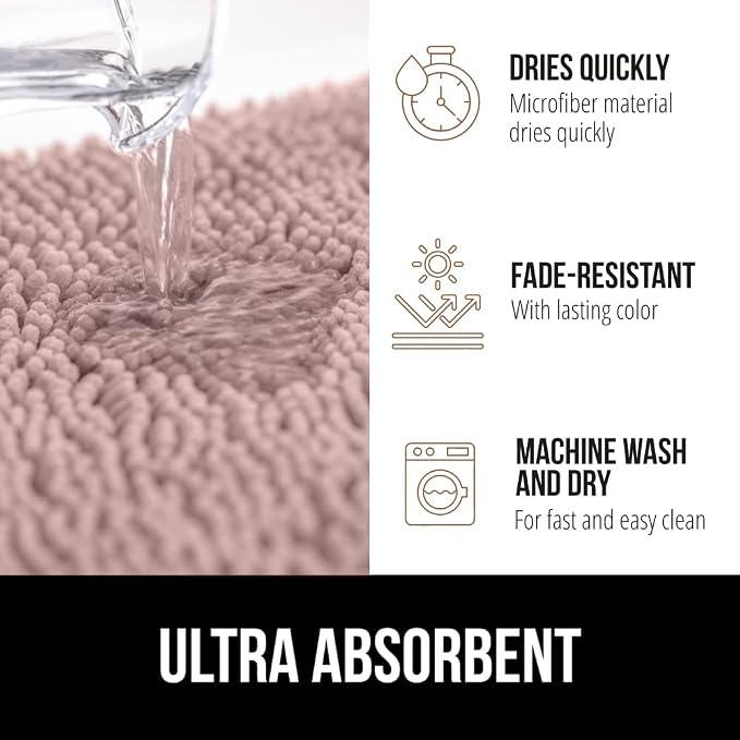 GORILLA GRIP Bath Rug Mat, Thick Soft Absorbent Chenille, Quick Dry Microfiber - Image 4