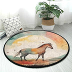 Round Washable Non-Slip Rug for Home & Office Soft Carpet for Living Room by DNOVING
