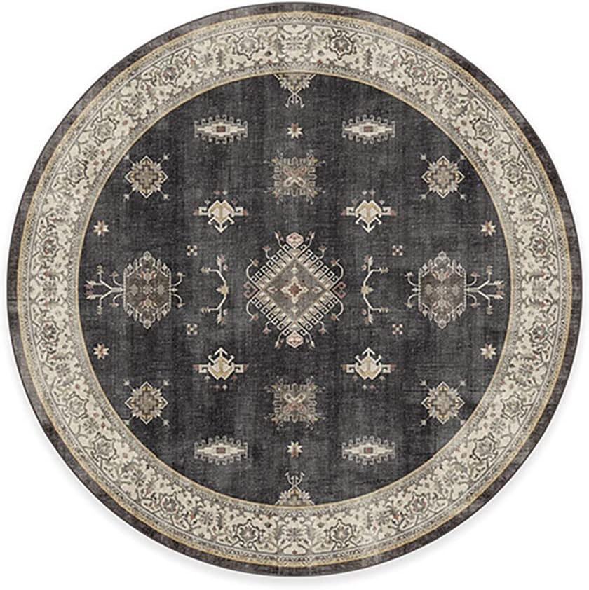 RUGGABLE Washable Vintage Area Rug – Verena Dark Wood 8 ft Round, - Image 3