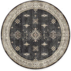 RUGGABLE Washable Vintage Area Rug – Verena Dark Wood 8 ft Round, - Image 3