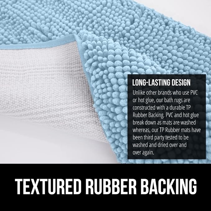 GORILLA GRIP Bath Rug Mat 60x24, Thick Soft Absorbent Chenille, Quick Dry - Image 5