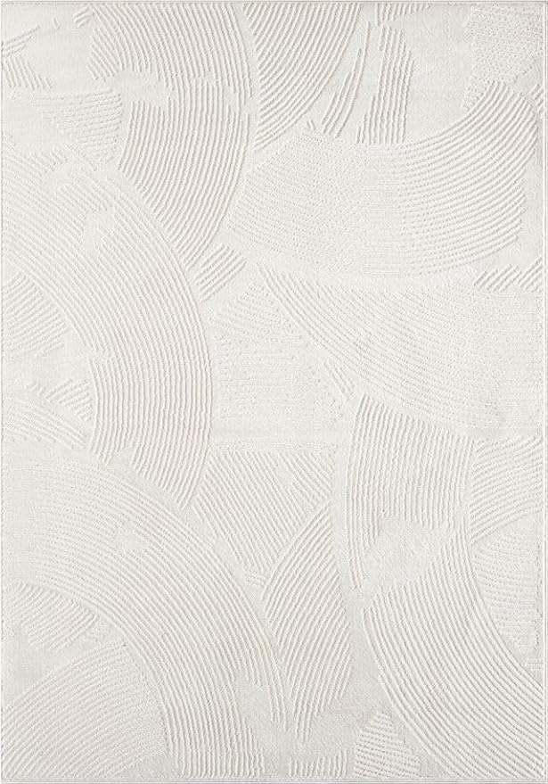 Abani Zen 5' x 8' Cream Rug – Neutral Brush Stroke Sandbrush Design, Soft Area - Image 3