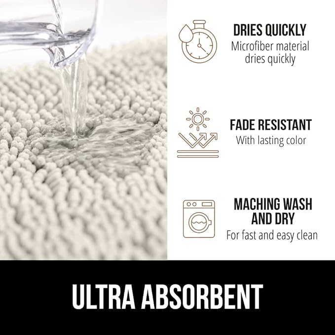 GORILLA GRIP Bath Rug Mat 30x20, Thick Soft Absorbent Chenille, Quick Dry - Image 5
